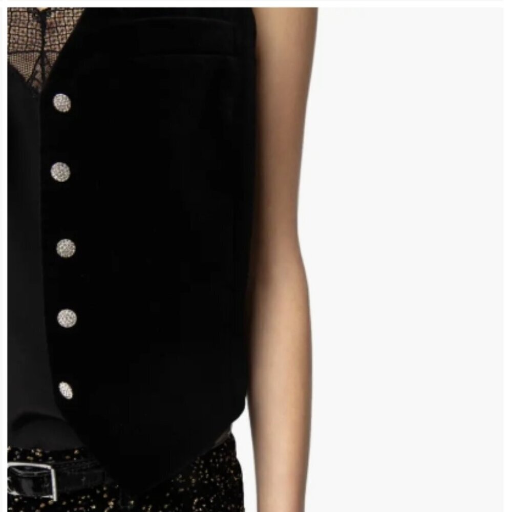 Zadig & Voltaire Emaux Velvet Vest – Black (S/36) NWT - Picture 5 of 11